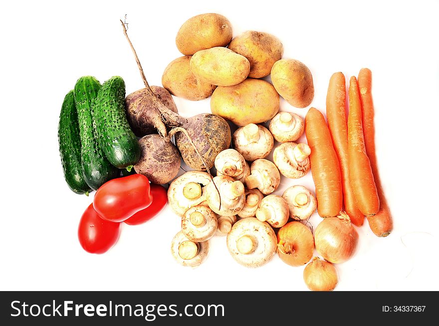 Vegetables on a white background