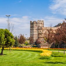 Ancient Walls Of Constantinople. Stock Photo