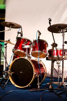 Drum Set On Stage Stock Photography