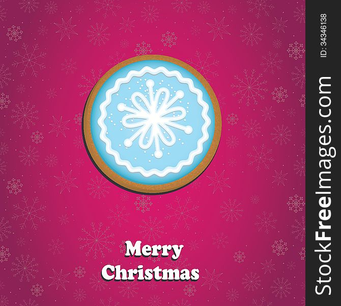 Merry Christmas Greeting Card with cookie