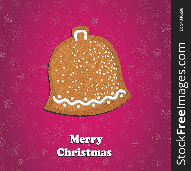 Merry Christmas Greeting Card with cookie