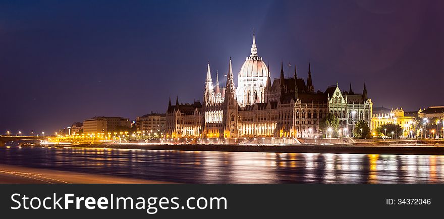 Hungarian Parliament Building During Nighttime