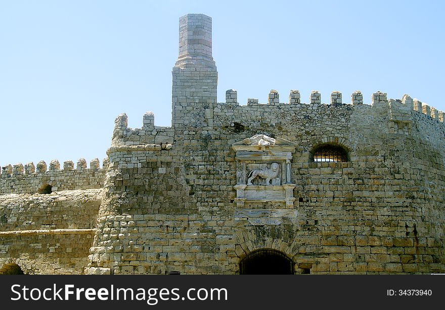 Part of the medieval fortress at the Old Port of Heraklion. Part of the medieval fortress at the Old Port of Heraklion