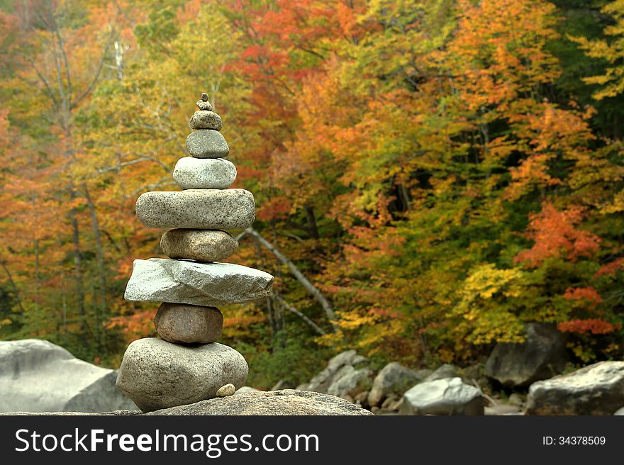 Zen Balance Stone Tower On Autumn Background