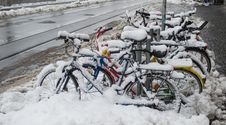 Bike Covered With Snow Stock Images
