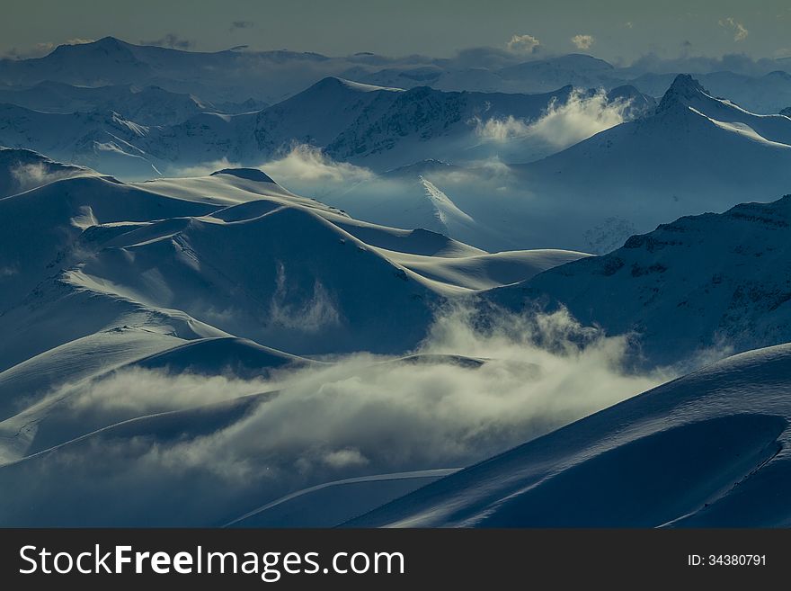 Before sunrise in the mountains. Chile