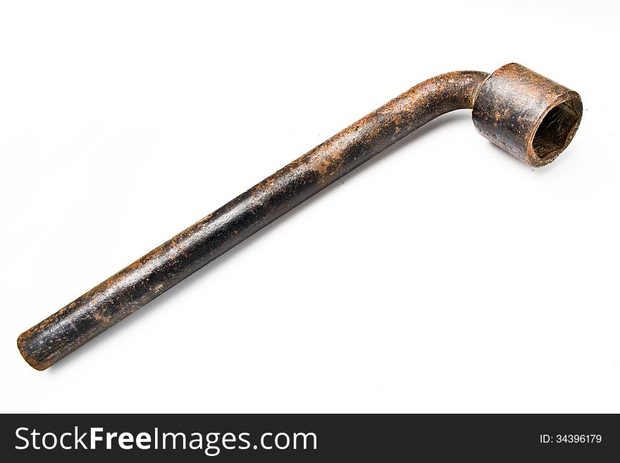 Photo of rusted metal wrench. Photo of rusted metal wrench