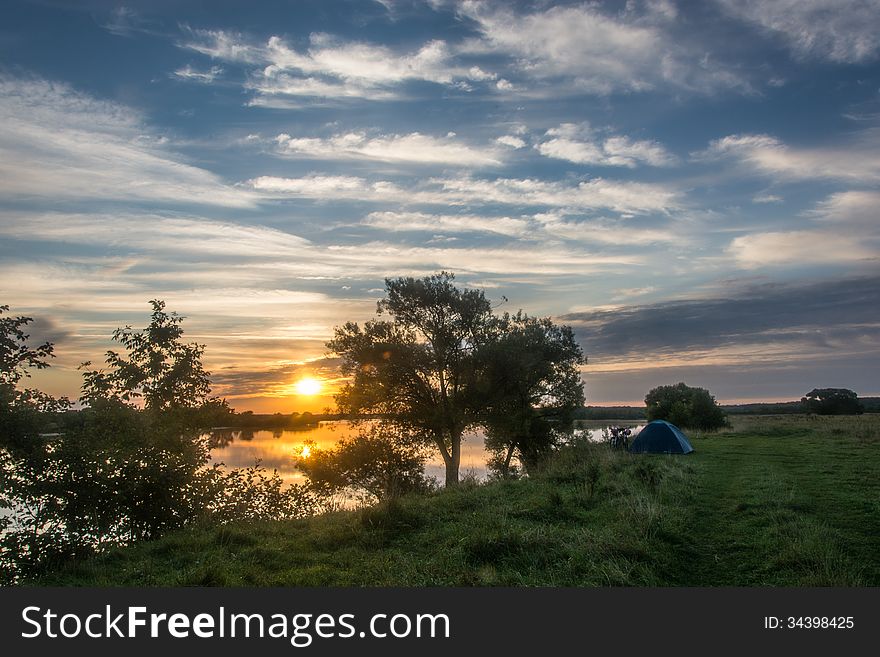 Early morning on the bank of the river Volga. Early morning on the bank of the river Volga