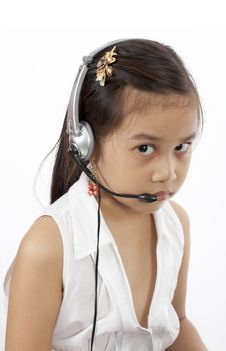 Girl With A Headset Stock Image Girl With A Headset Stock Image
