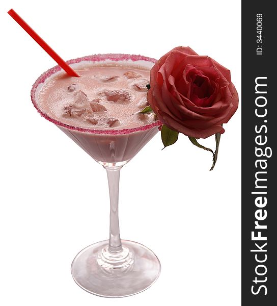 Alcoholic cocktail with a flower. Alcoholic cocktail with a flower