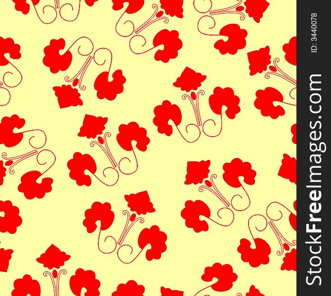 RED FLORAL PATTERN. SEAMLESS WALLPAPER