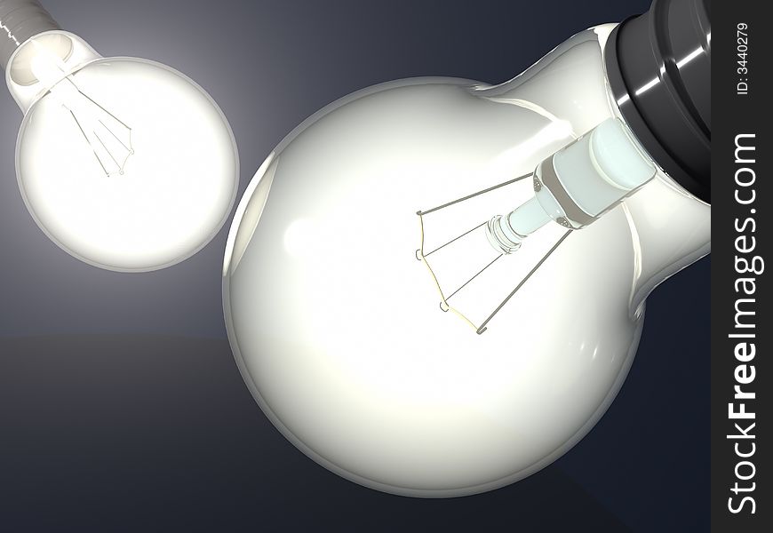 Two light bulbs, could be a concept of new idea.