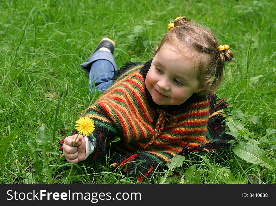 Little Girl On Grass