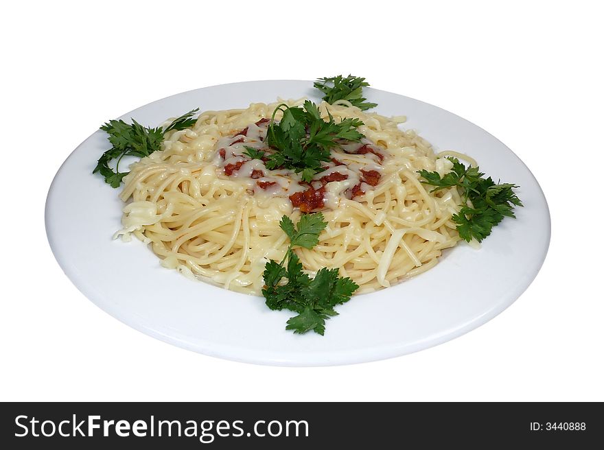Delicious Italian Spaghetti Bolonaise is decorated with parsley