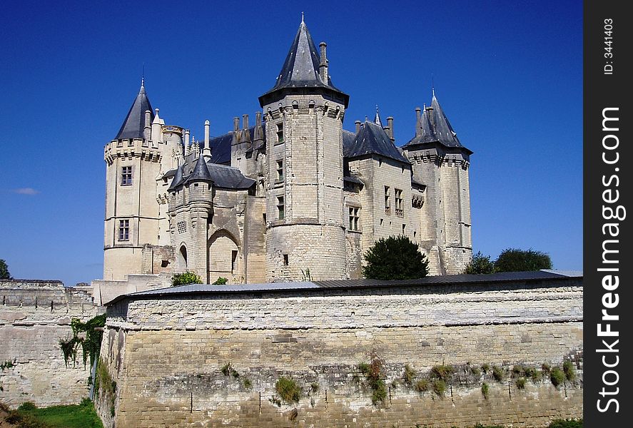 A beautiful French chateau on the banks of the Loire river. A beautiful French chateau on the banks of the Loire river