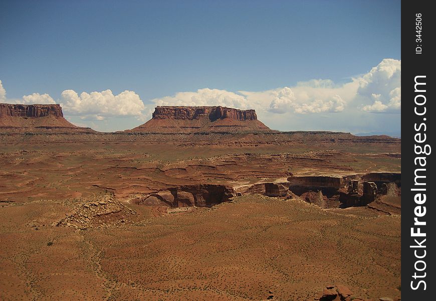 The side view of Monument Basin in Canyonlands