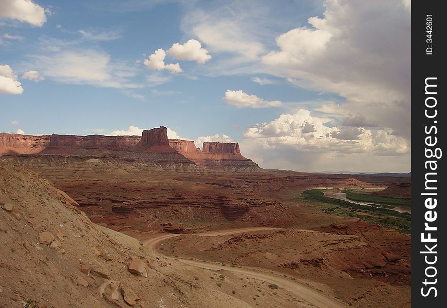 The picture of Buttes of the Cross taken from White Rim Road in Canyonlands NP