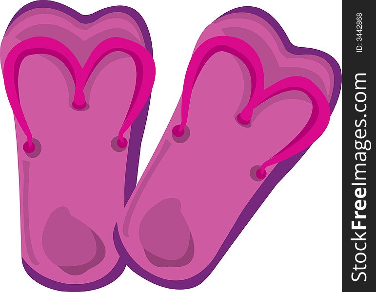 A Pair Of Pink And Purple Thongs.