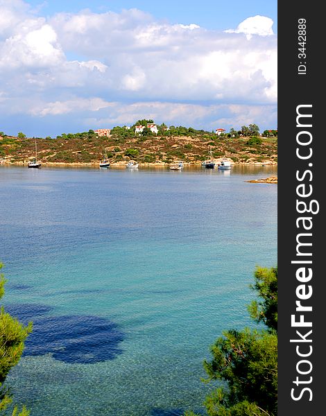 Lovely coastline in greece on a sunny day