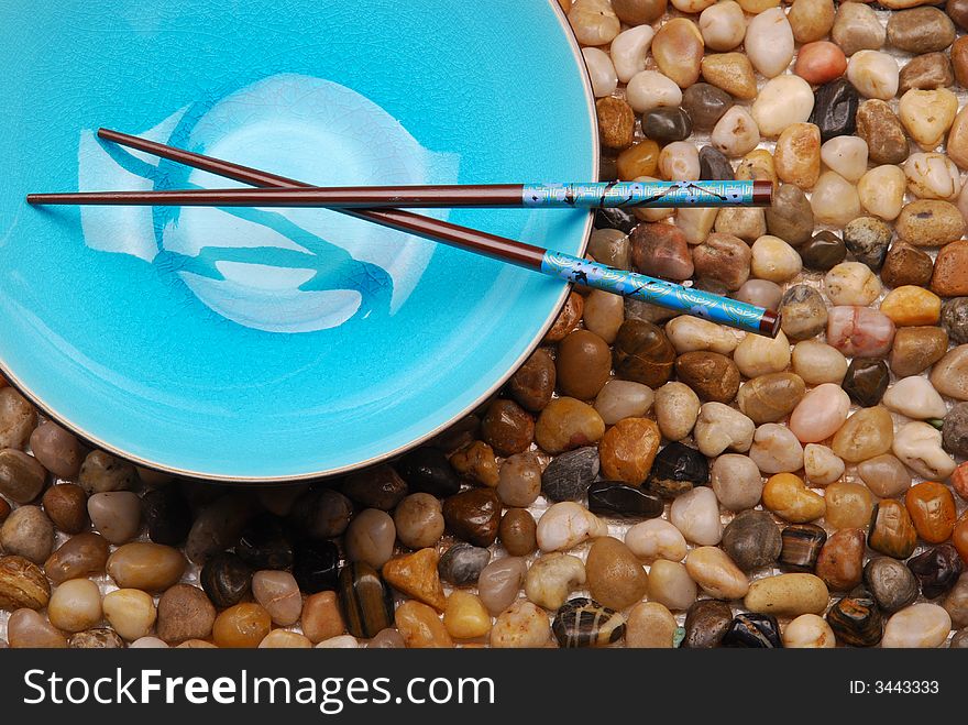 Blue Bowl With Chopsticks