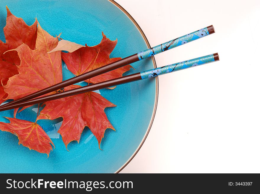 Blue Bowl With Chopsticks