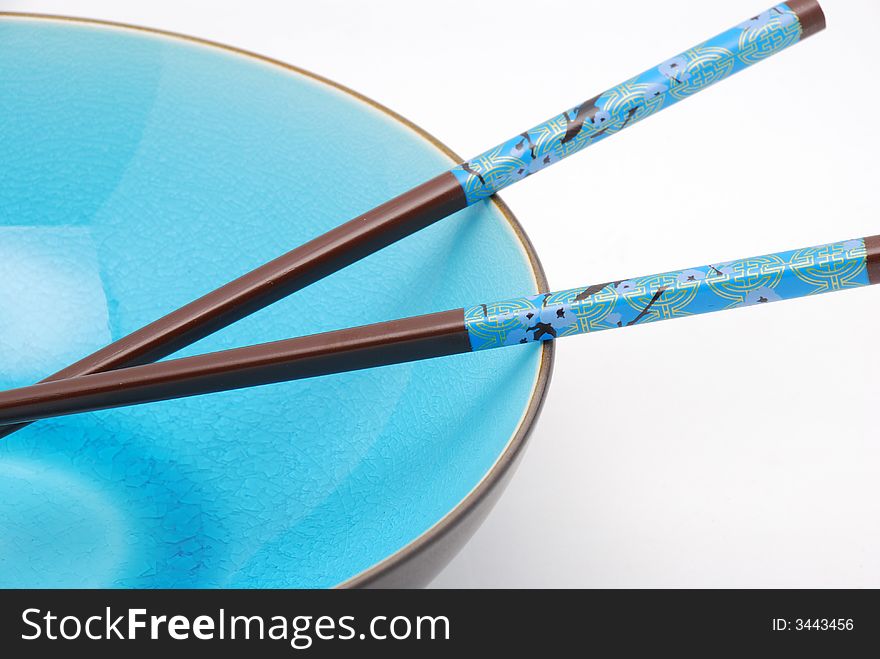 Blue Bowl With Chopsticks