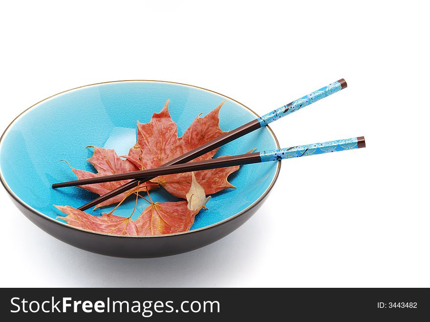 Blue Bowl With Chopsticks