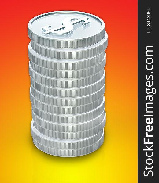 Coins 3d concept illustration bright background