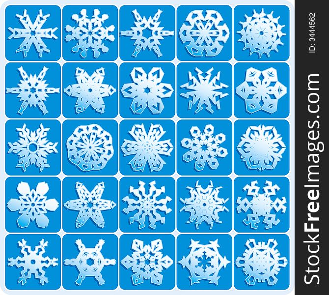 Set is 25 super natural vector snowflakes. Set is 25 super natural vector snowflakes