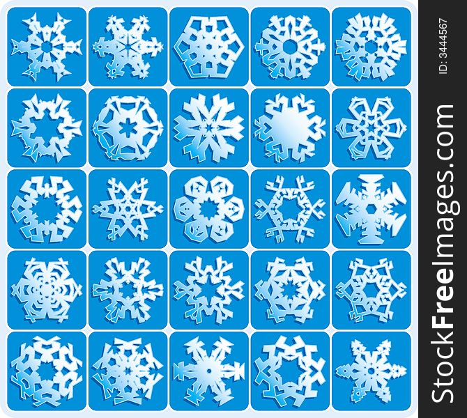 Set is 25 super natural vector snowflakes. Set is 25 super natural vector snowflakes