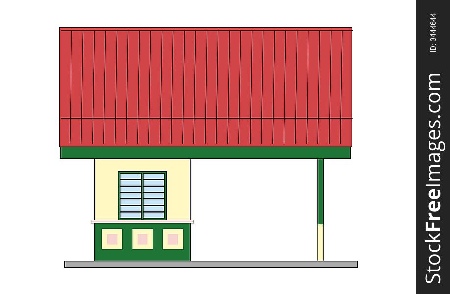 A side view of a small house in vector, illustration,