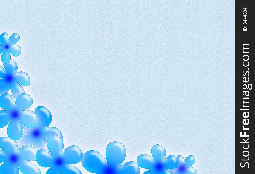 Blue flowers as decoration and frame for this background. Blue flowers as decoration and frame for this background