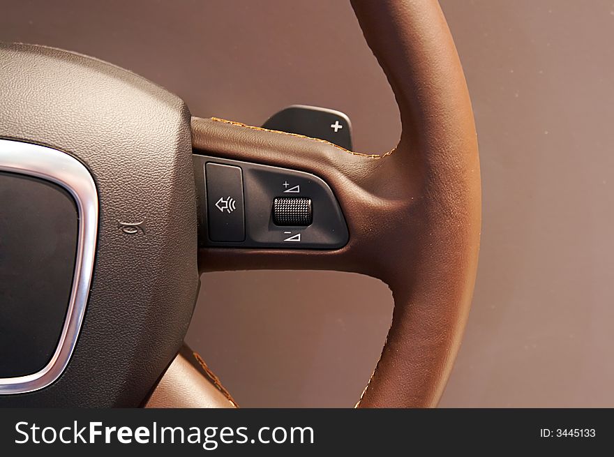 Isolated steering wheel close-up