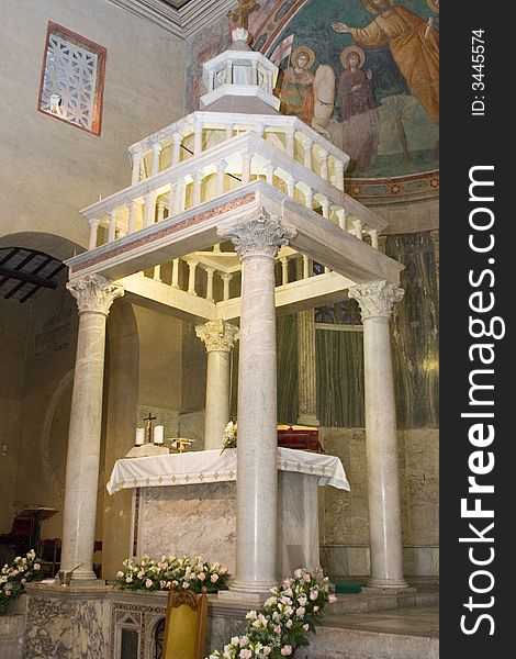 Altar of a church of San Giorgio al Velabro in Rome