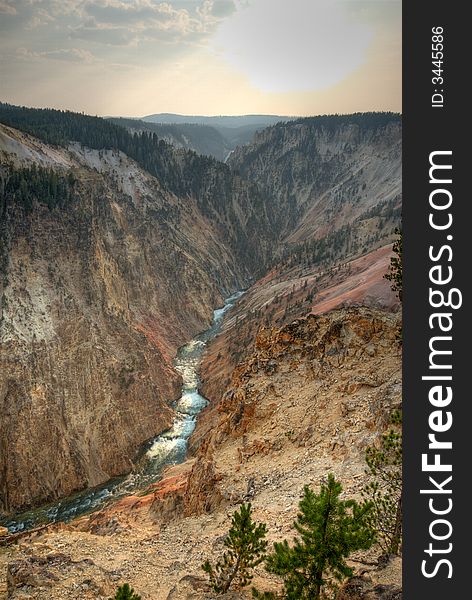 Grand Canyon of Yellowstone. Vertical orientation. HDR photo