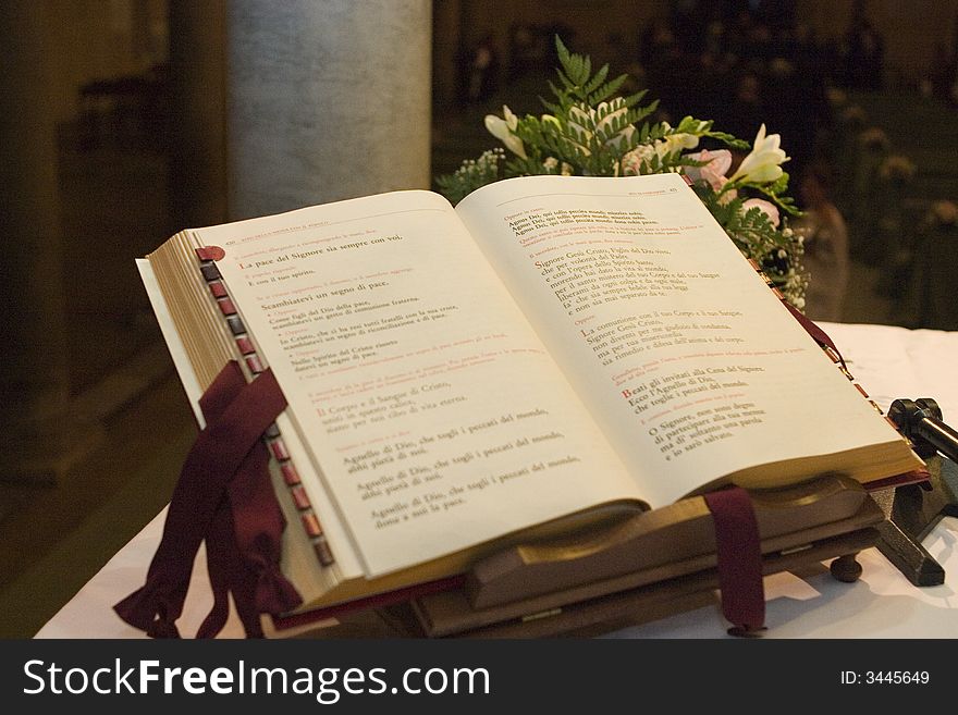 Bible on an altar in a church