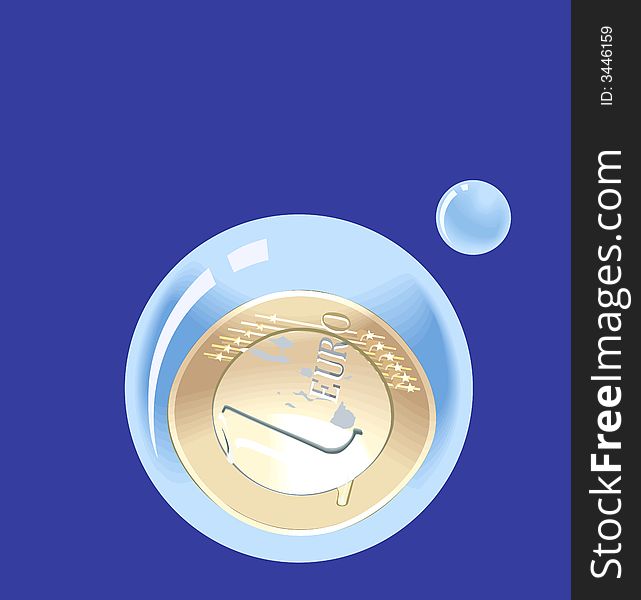 Euro symbol on a bubble. Euro symbol on a bubble