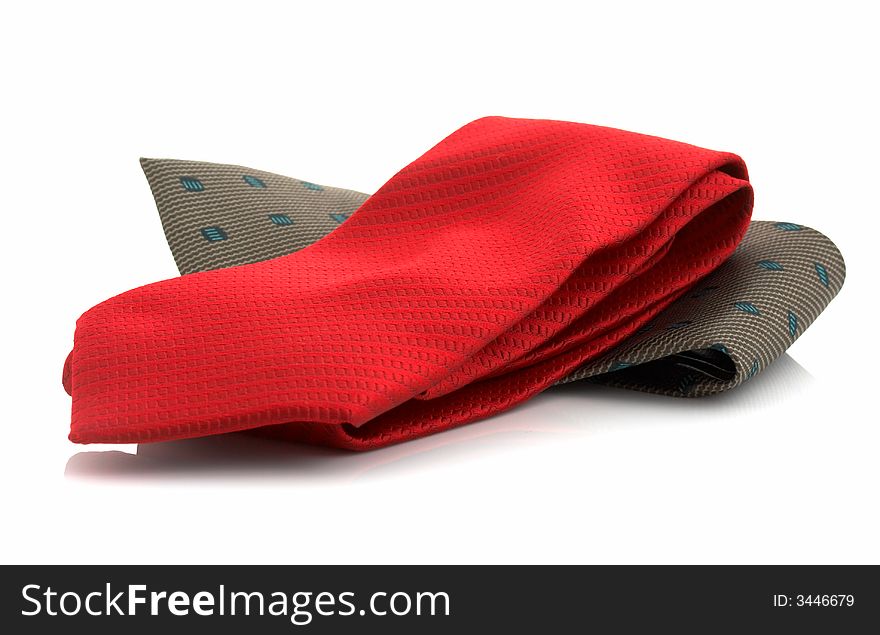 Photo of neckties over a white background