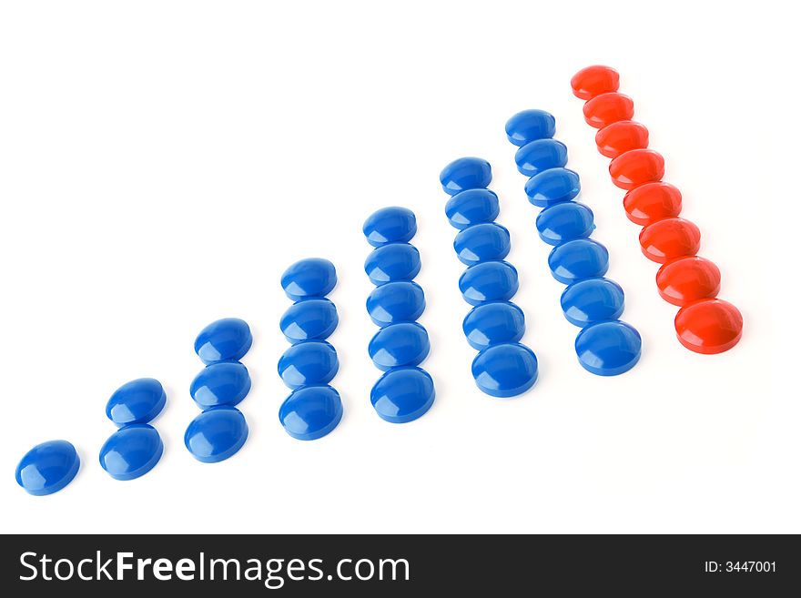 Circle business graph blue and red over white background