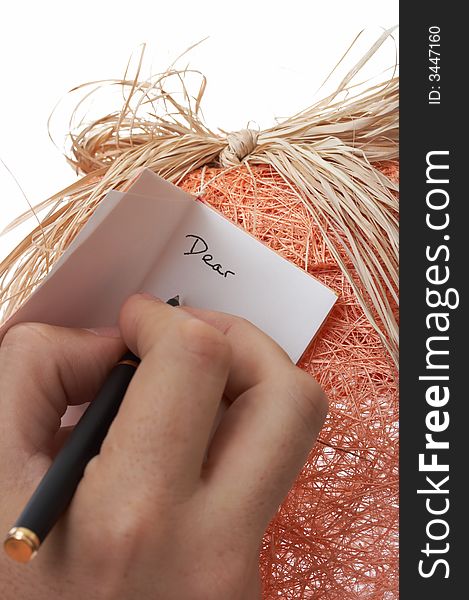 An orange gift box over a white background