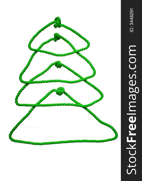 New year's fir tree from rope on white background
