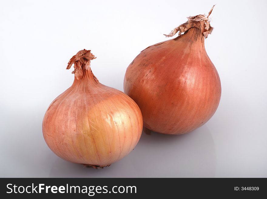 A few onion on bright background