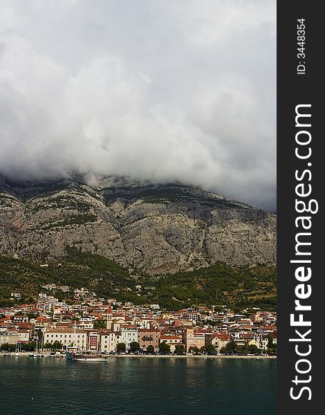 Makarska under the Biokovo mountain (Croatia). Makarska under the Biokovo mountain (Croatia)