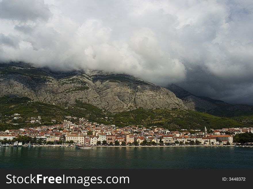 Makarska under the Biokovo mountain (Croatia). Makarska under the Biokovo mountain (Croatia)