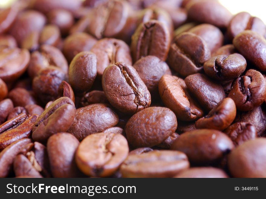 Close up of delicious coffee grains.
