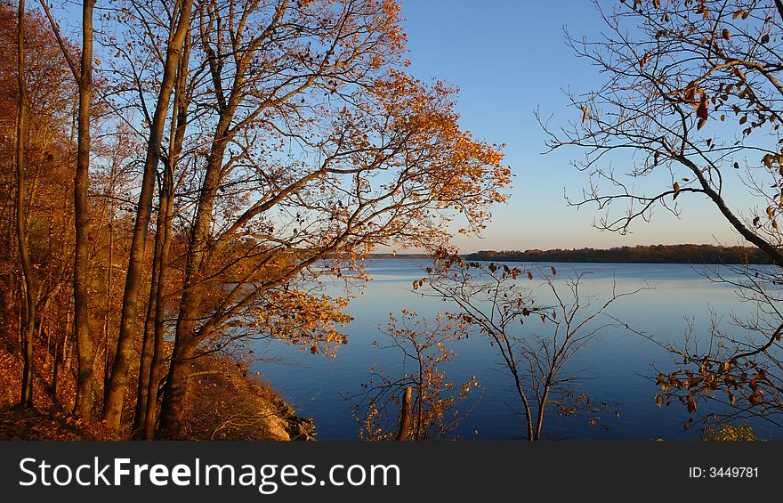 Nice autumn landscape on the background of river Daugava