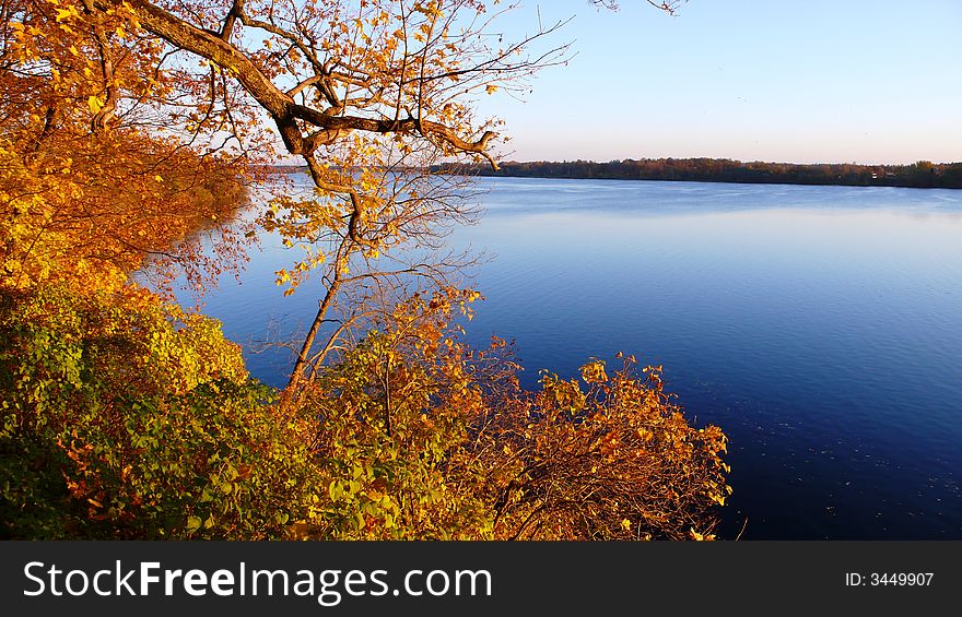 Autumn landscape on the background of river Daugava. Autumn landscape on the background of river Daugava