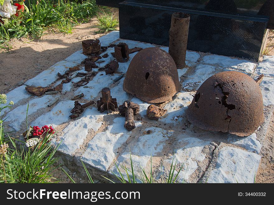 Helmets, casings, bullets, splinters of times of the Second world war. Helmets, casings, bullets, splinters of times of the Second world war.