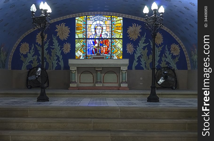 Altar of the crypt of the distinguished of the Skalka monastery in Krakow.Poland