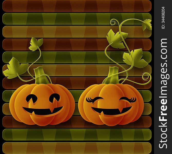Illustration of couple halloween pumpkin smile